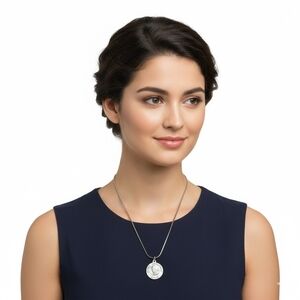 Vintage Pope Paul VI Catacombe Roma Silver Tone Medallion Necklace